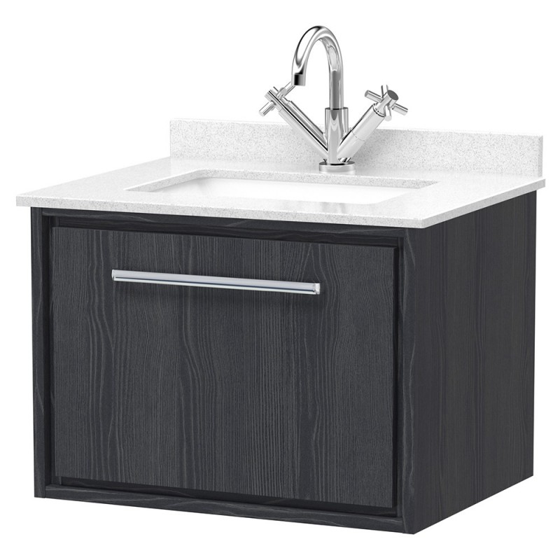 600mm Wall Hung Single Drawer Vanity with Marble Worktop Basin