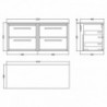 1200mm Wall Hung 4-Drawer Vanity with Marble Worktop - Technical Drawing