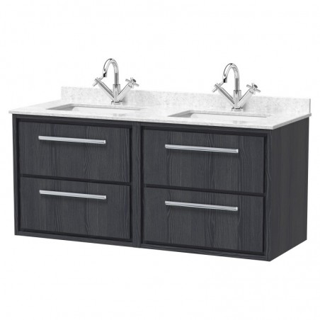 1200mm Wall Hung 4-Drawer Vanity with Marble Worktop Basin