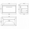 800mm Wall Hung Single Drawer Vanity with Basin - 0 Tap Hole - Technical Drawing