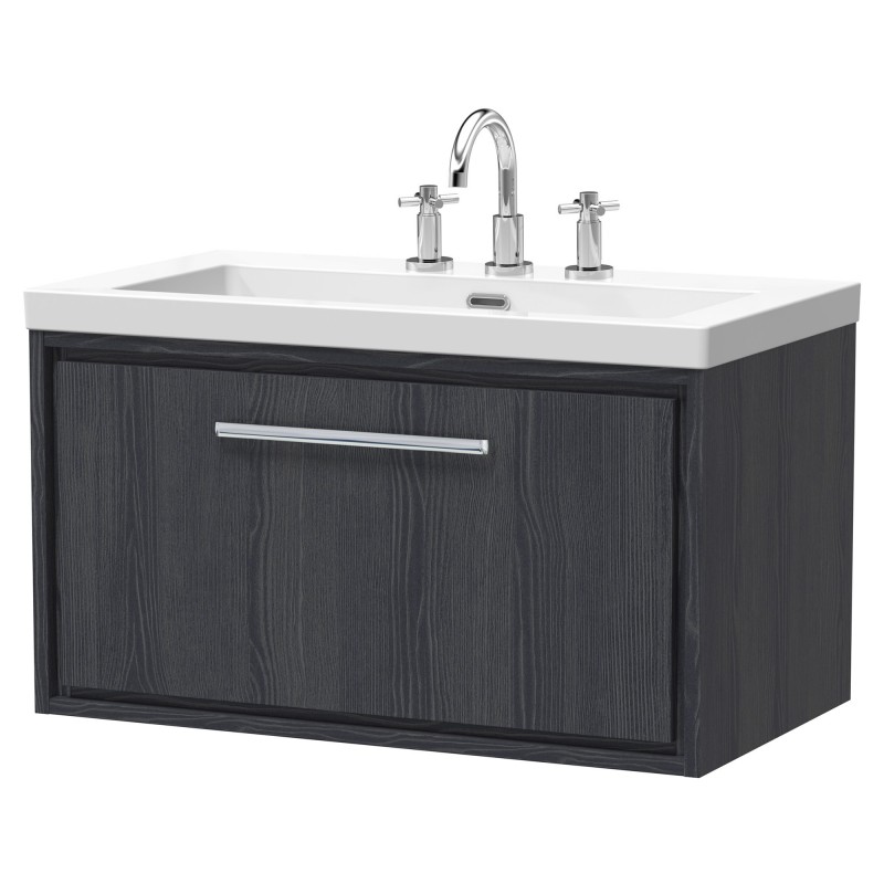 800mm Wall Hung Single Drawer Vanity with Basin - 3 Tap Hole