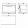 800mm Wall Hung Single Drawer Vanity with Worktop - Technical Drawing