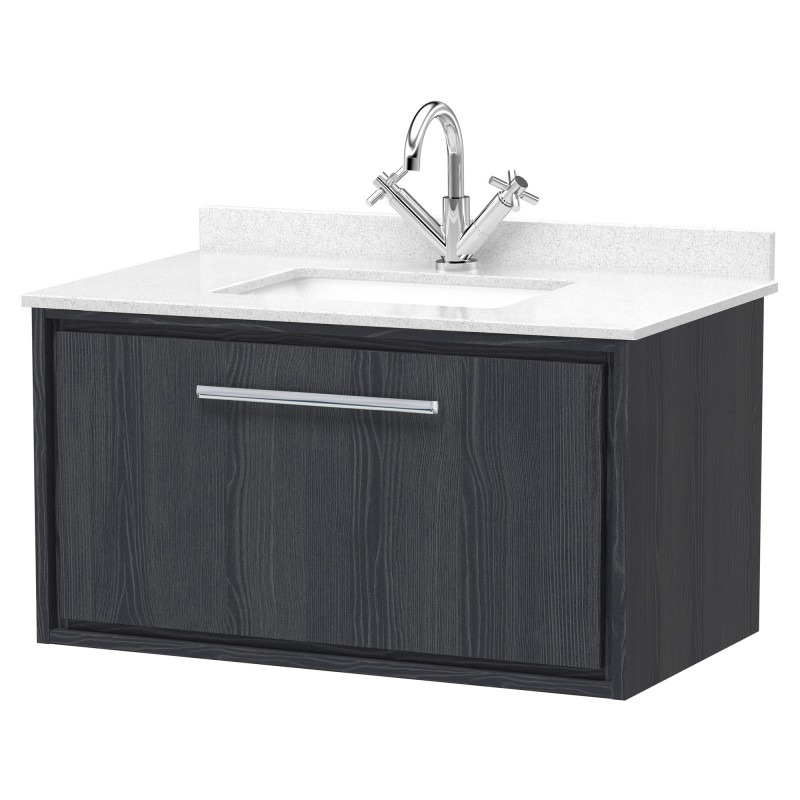 800mm Wall Hung Single Drawer Vanity with Marble Worktop Basin