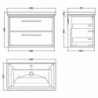 800mm Wall Hung 2-Drawer Vanity with Basin - 1 Tap Hole - Technical Drawing