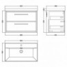 800mm Wall Hung 2-Drawer Vanity with Basin - 1 Tap Hole - Technical Drawing