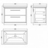 800mm Wall Hung 2-Drawer Vanity with Basin - 0 Tap Hole - Technical Drawing