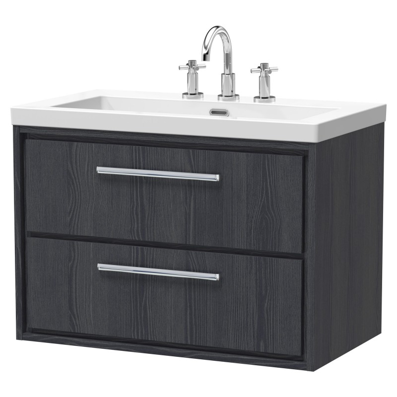 800mm Wall Hung 2-Drawer Vanity with Basin - 3 Tap Hole