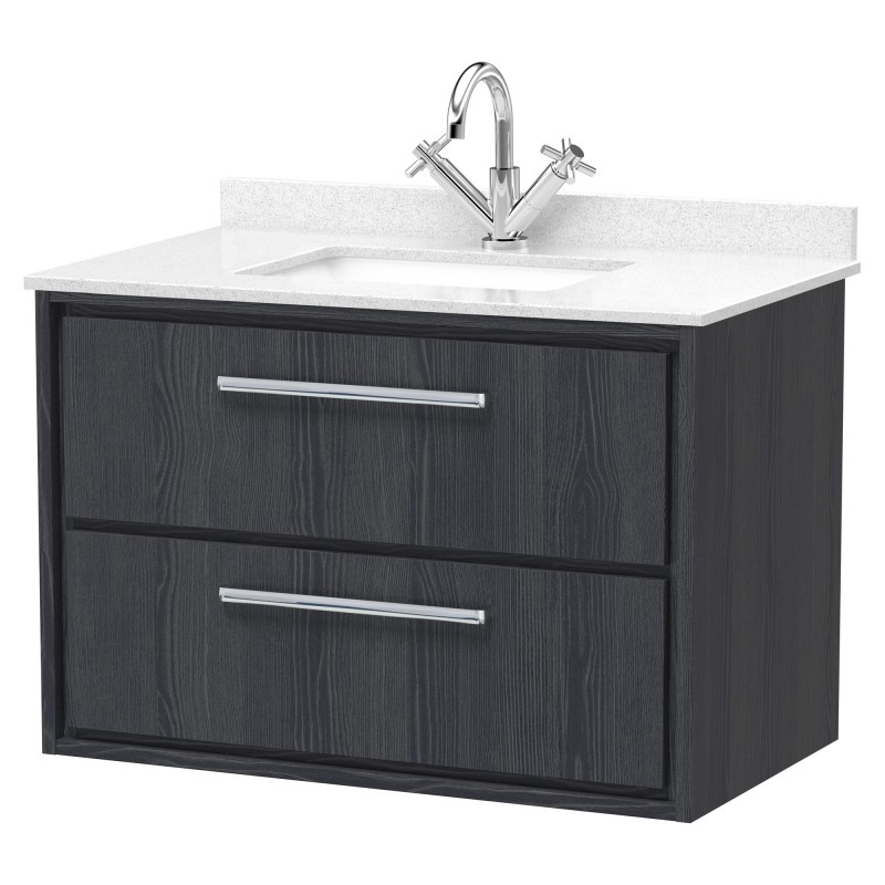 800mm Wall Hung 2-Drawer Vanity with Marble Worktop Basin