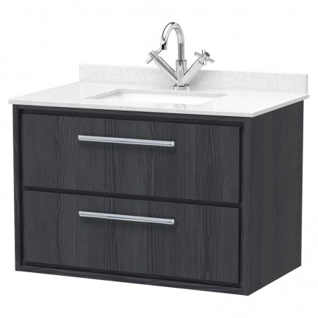 800mm Wall Hung 2-Drawer Vanity with Marble Worktop Basin