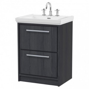 600mm Floor Standing 2-Drawer Vanity with Basin - 3 Tap Hole