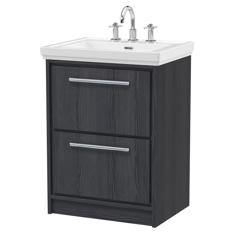 600mm Floor Standing 2-Drawer Vanity with Basin - 3 Tap Hole