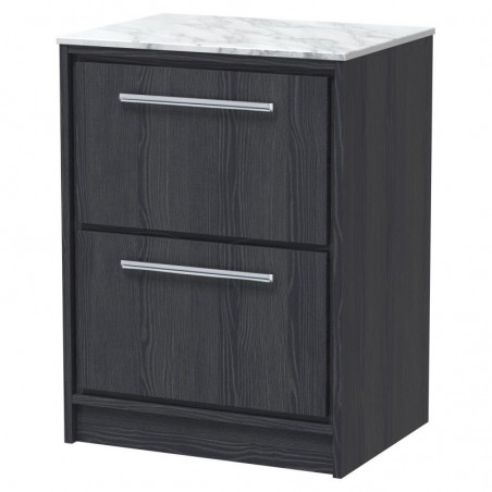 600mm Floor Standing 2-Drawer Vanity with Marble Worktop