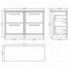 1200mm Floor Standing 4-Drawer Vanity with Marble Worktop - Technical Drawing