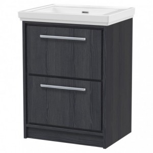 600mm Floor Standing 2-Drawer Vanity with Basin - 0 Tap Hole