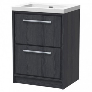 600mm Floor Standing 2-Drawer Vanity with Basin - 0 Tap Hole