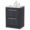 600mm Floor Standing 2-Drawer Vanity with Basin - 3 Tap Hole