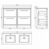 1200mm Floor Standing 4-Drawer Vanity with Marble Worktop Basin - Technical Drawing