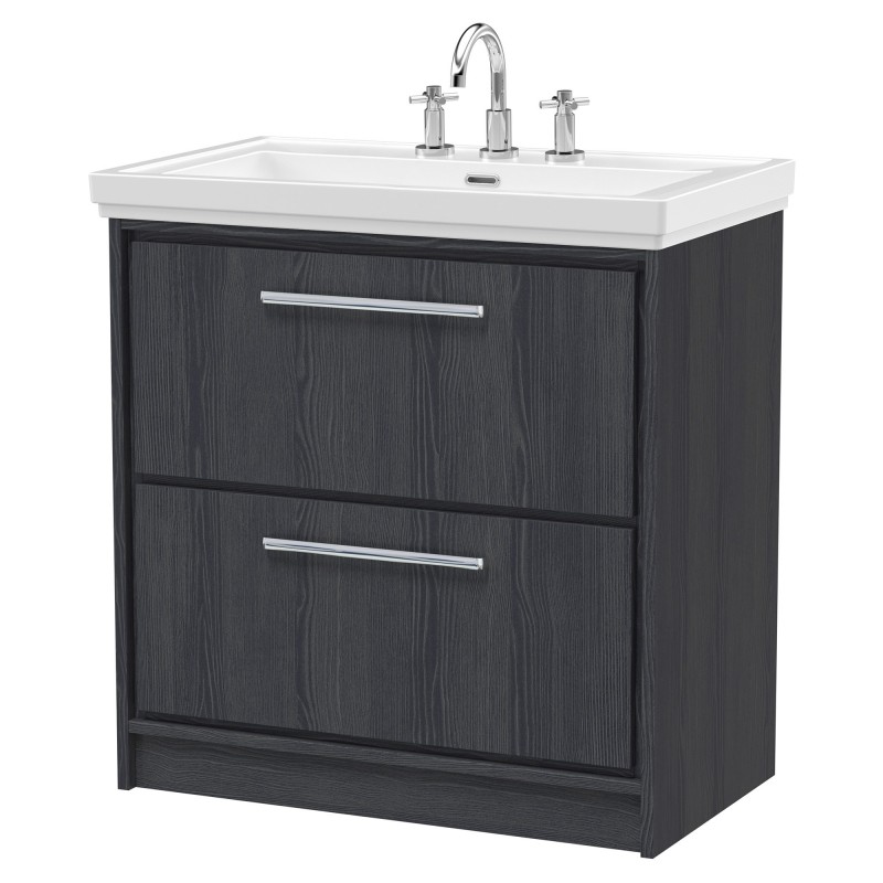 800mm Floor Standing 2-Drawer Vanity with Basin - 3 Tap Hole