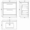 800mm Floor Standing 2-Drawer Vanity with Basin - 1 Tap Hole - Technical Drawing