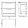 800mm Floor Standing 2-Drawer Vanity with Worktop - Technical Drawing