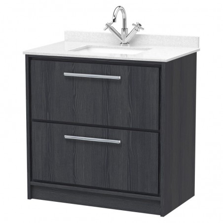 800mm Floor Standing 2-Drawer Vanity with Marble Worktop Basin