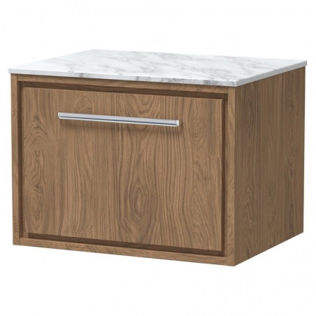 600mm Wall Hung Single Drawer Vanity with Marble Worktop