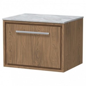 600mm Wall Hung Single Drawer Vanity with Marble Worktop