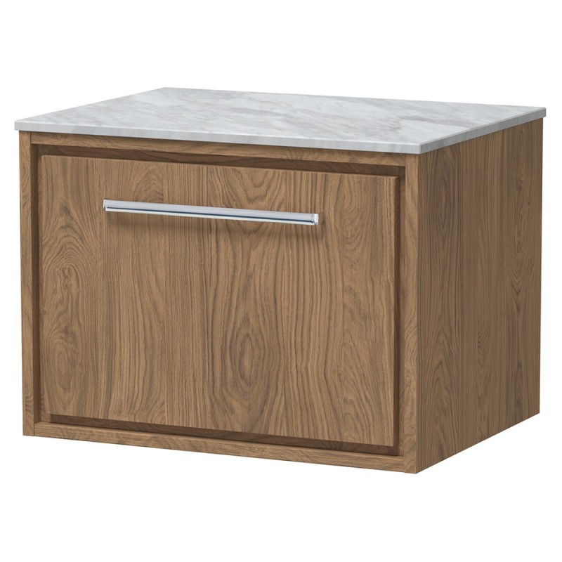 600mm Wall Hung Single Drawer Vanity with Marble Worktop