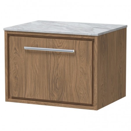 600mm Wall Hung Single Drawer Vanity with Marble Worktop