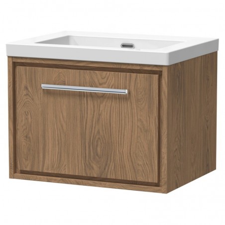 600mm Wall Hung Single Drawer Vanity with Basin - 0 Tap Hole