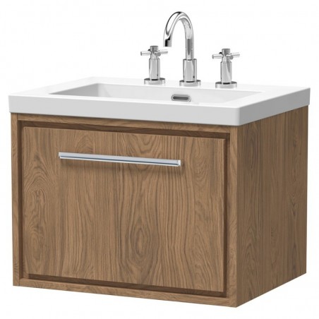 600mm Wall Hung Single Drawer Vanity with Basin - 3 Tap Hole