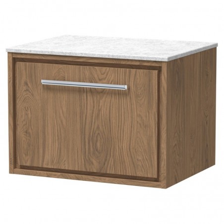 600mm Wall Hung Single Drawer Vanity with Marble Worktop