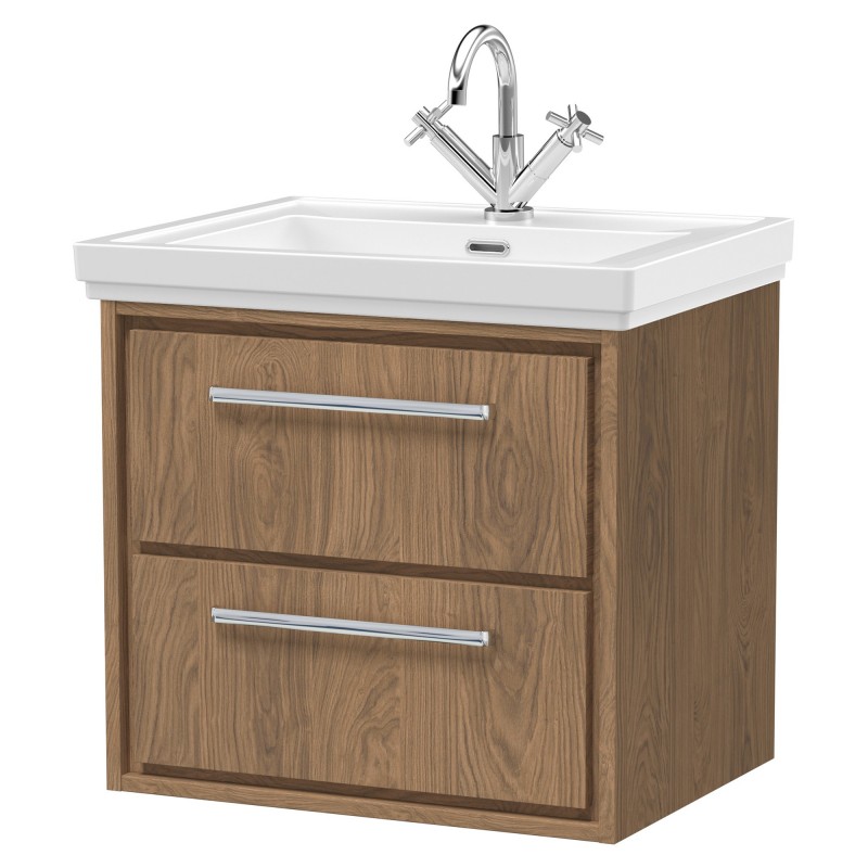 600mm Wall Hung 2-Drawer Vanity with Basin - 1 Tap Hole