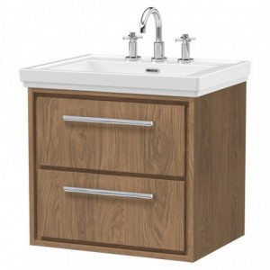 600mm Wall Hung 2-Drawer Vanity with Basin - 3 Tap Hole