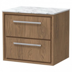 600mm Wall Hung 2-Drawer Vanity with Marble Worktop