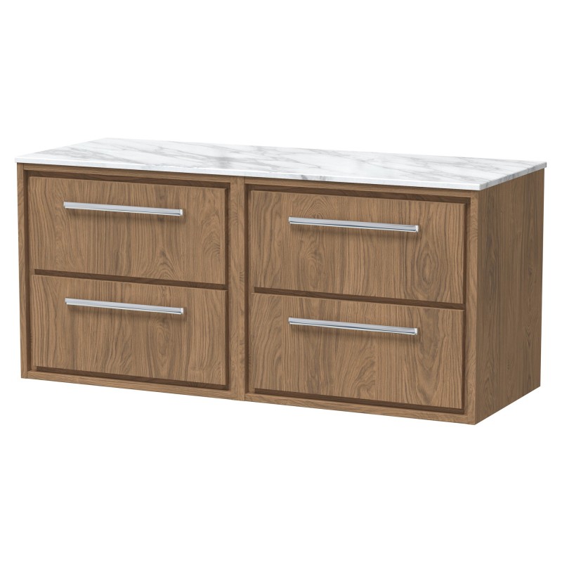 1200mm Wall Hung 4-Drawer Vanity with Marble Worktop