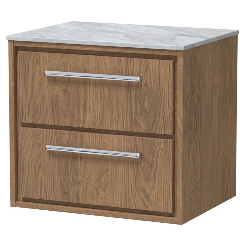 600mm Wall Hung 2-Drawer Vanity with Marble Worktop