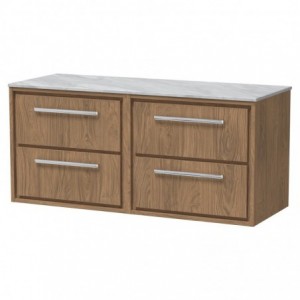 1200mm Wall Hung 4-Drawer Vanity with Marble Worktop