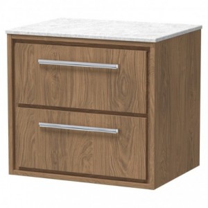 600mm Wall Hung 2-Drawer Vanity with Marble Worktop