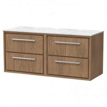 1200mm Wall Hung 4-Drawer Vanity with Marble Worktop