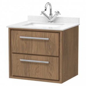 600mm Wall Hung 2-Drawer Vanity with Marble Worktop Basin