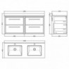 1200mm Wall Hung 4-Drawer Vanity with Marble Worktop Basin - Technical Drawing