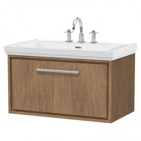 800mm Wall Hung Single Drawer Vanity with Basin - 3 Tap Hole