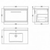 800mm Single Drawer Vanity with Basin - 1 Tap Hole - Technical Drawing