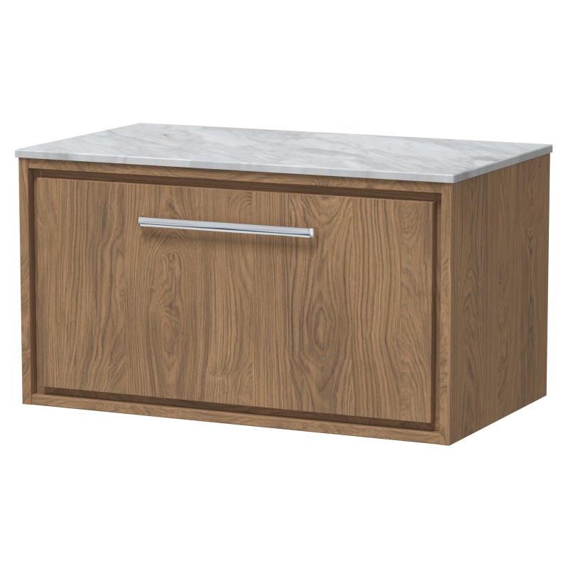 800mm Wall Hung Single Drawer Vanity with Marble Worktop