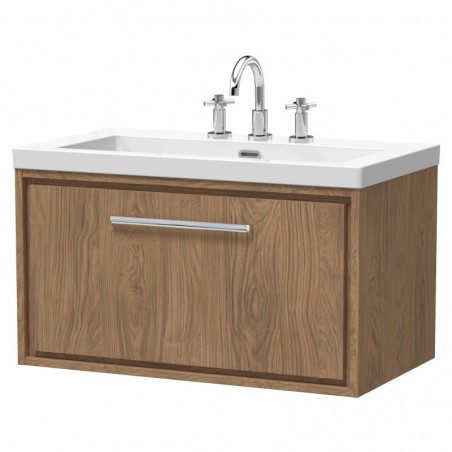 800mm Wall Hung Single Drawer Vanity with Basin - 3 Tap Hole