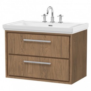 800mm Wall Hung 2-Drawer Vanity with Basin - 3 Tap Hole