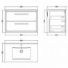 800mm Wall Hung 2-Drawer Vanity with Basin - 1 Tap Hole - Technical Drawing