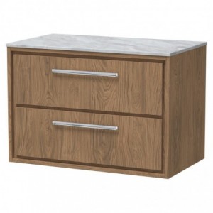 800mm Wall Hung 2-Drawer Vanity with Marble Worktop