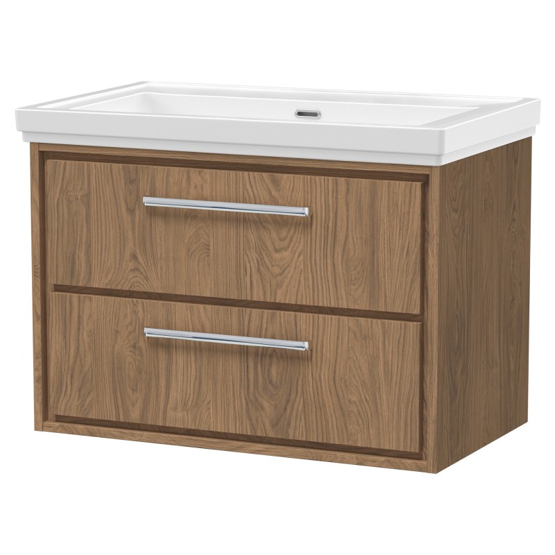 800mm Wall Hung 2-Drawer Vanity with Basin - 0 Tap Hole